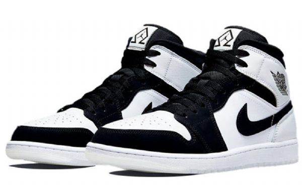 Nike Air Jordan 1 Mid Tops Se Retro Koripallokengät Miehille Musta Valkoinen