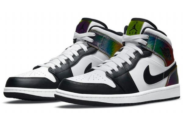 Nike Air Jordan 1 Mid Tops Se Retro Koripallokengät Miehille Musta Valkoinen