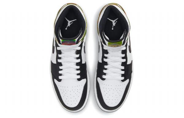 Nike Air Jordan 1 Mid Tops Se Retro Koripallokengät Miehille Musta Valkoinen