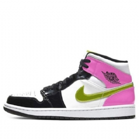 Nike Air Jordan 1 Mid Tops Se Retro Koripallokengät Miehille Musta Valkoinen Fuksia