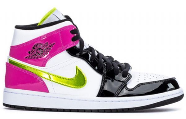 Nike Air Jordan 1 Mid Tops Se Retro Koripallokengät Miehille Musta Valkoinen Fuksia
