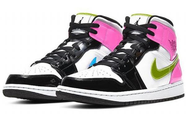 Nike Air Jordan 1 Mid Tops Se Retro Koripallokengät Miehille Musta Valkoinen Fuksia