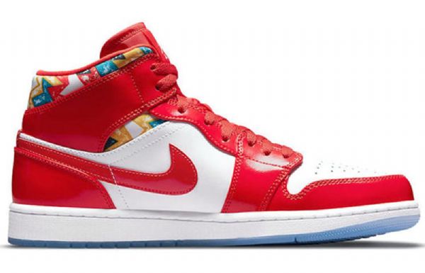 Nike Air Jordan 1 Mid Tops Se Retro Koripallokengät Miehille Punainen Valkoinen