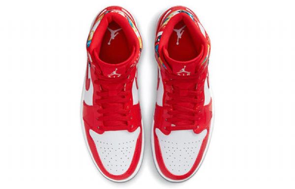 Nike Air Jordan 1 Mid Tops Se Retro Koripallokengät Miehille Punainen Valkoinen