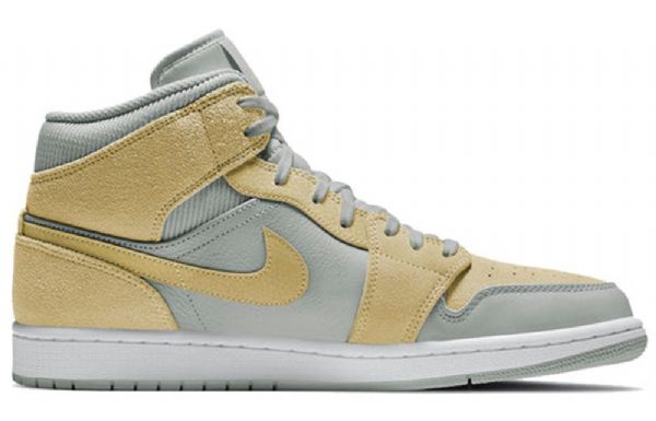Nike Air Jordan 1 Mid Tops Se Retro Koripallokengät Miehille Ruskea Sitruuna Vaaleansininen