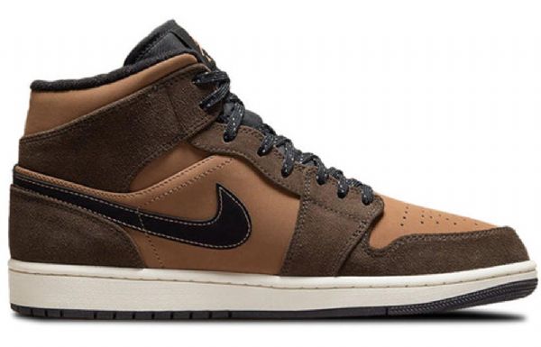 Nike Air Jordan 1 Mid Tops Se Retro Koripallokengät Miehille Tumman Suklaanruskea
