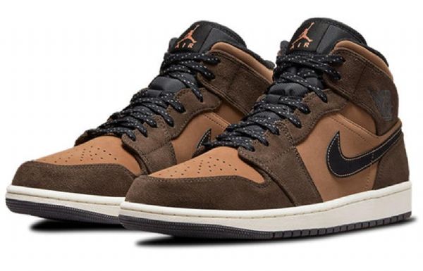 Nike Air Jordan 1 Mid Tops Se Retro Koripallokengät Miehille Tumman Suklaanruskea