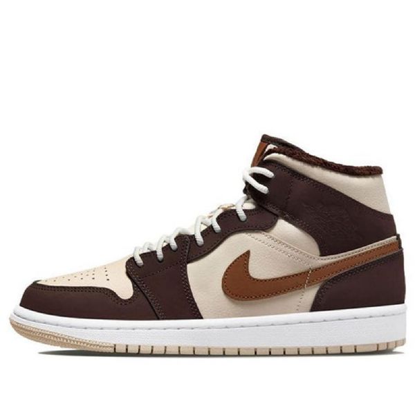 Nike Air Jordan 1 Mid Tops Se Retro Koripallokengät Naisille Kermavaahto Tummanruskea Suklaa