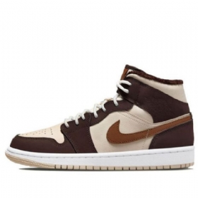 Nike Air Jordan 1 Mid Tops Se Retro Koripallokengät Naisille Kermavaahto Tummanruskea Suklaa