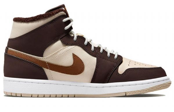 Nike Air Jordan 1 Mid Tops Se Retro Koripallokengät Naisille Kermavaahto Tummanruskea Suklaa