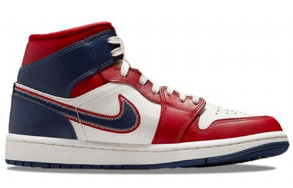 Nike Air Jordan 1 Mid Tops Se Retro Koripallokengät Naisille Punainen Laivastonsininen Valkoinen