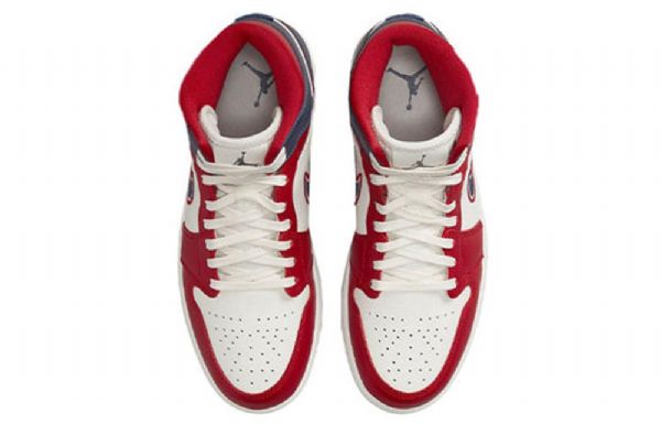 Nike Air Jordan 1 Mid Tops Se Retro Koripallokengät Naisille Punainen Laivastonsininen Valkoinen