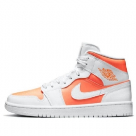 Nike Air Jordan 1 Mid Tops Se Retro Koripallokengät Naisille Valkoinen Oranssi