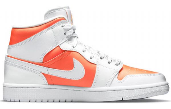 Nike Air Jordan 1 Mid Tops Se Retro Koripallokengät Naisille Valkoinen Oranssi