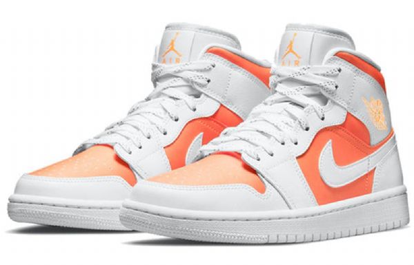Nike Air Jordan 1 Mid Tops Se Retro Koripallokengät Naisille Valkoinen Oranssi