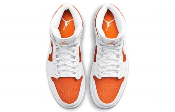 Nike Air Jordan 1 Mid Tops Se Retro Koripallokengät Naisille Valkoinen Oranssi