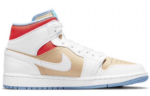 Nike Air Jordan 1 Mid Tops Se Retro Koripallokengät Naisille Valkoinen Ruskea