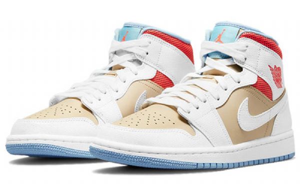 Nike Air Jordan 1 Mid Tops Se Retro Koripallokengät Naisille Valkoinen Ruskea