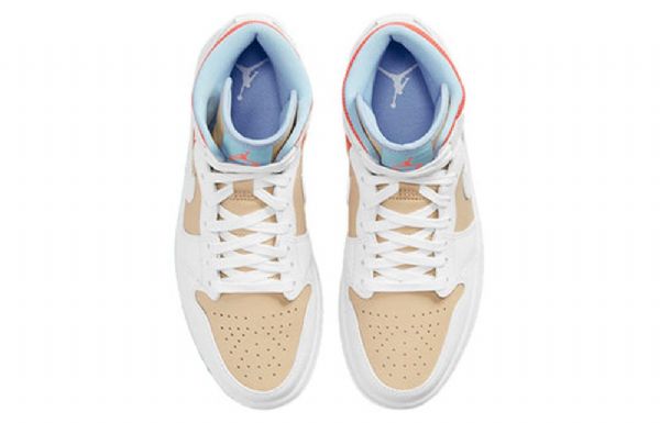 Nike Air Jordan 1 Mid Tops Se Retro Koripallokengät Naisille Valkoinen Ruskea