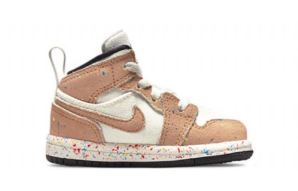 Nike Air Jordan 1 Mid Tops Se Td Kengät Lapsille Khaki Valkoinen