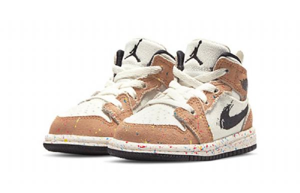 Nike Air Jordan 1 Mid Tops Se Td Kengät Lapsille Khaki Valkoinen