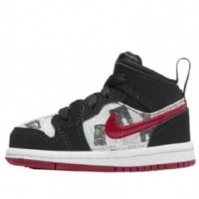 Nike Air Jordan 1 Mid Tops Se Td Kengät Lapsille Musta Punainen