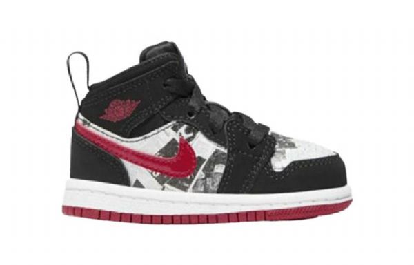Nike Air Jordan 1 Mid Tops Se Td Kengät Lapsille Musta Punainen