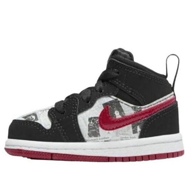 Nike Air Jordan 1 Mid Tops Se Td Kengät Lapsille Musta Punainen