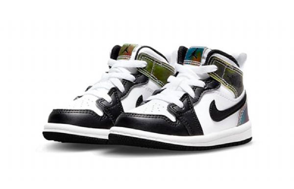Nike Air Jordan 1 Mid Tops Se Td Kengät Lapsille Mustavalkoinen