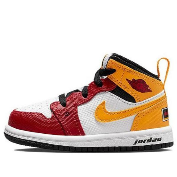 Nike Air Jordan 1 Mid Tops Se Td Kengät Lapsille Punainen Keltainen Valkoinen