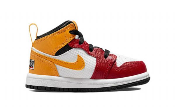 Nike Air Jordan 1 Mid Tops Se Td Kengät Lapsille Punainen Keltainen Valkoinen