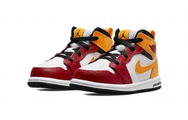 Nike Air Jordan 1 Mid Tops Se Td Kengät Lapsille Punainen Keltainen Valkoinen