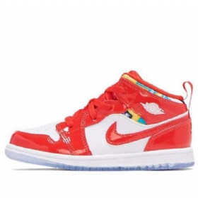 Nike Air Jordan 1 Mid Tops Se Td Kengät Lapsille Punainen Valkoinen