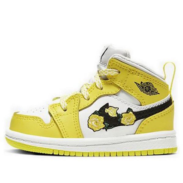 Nike Air Jordan 1 Mid Tops Se Td Kengät Lapsille Vaaleanpunainen Keltainen