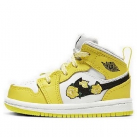 Nike Air Jordan 1 Mid Tops Se Td Kengät Lapsille Vaaleanpunainen Keltainen
