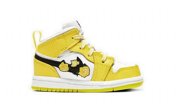 Nike Air Jordan 1 Mid Tops Se Td Kengät Lapsille Vaaleanpunainen Keltainen