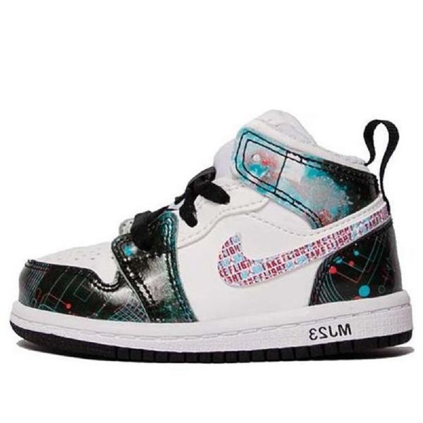 Nike Air Jordan 1 Mid Tops Se Td Kengät Lapsille Valkoinen Musta