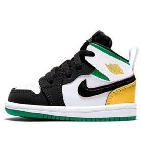 Nike Air Jordan 1 Mid Tops Se Td Retro Koripallokengät Lapsille Musta Valkoinen Ruskea