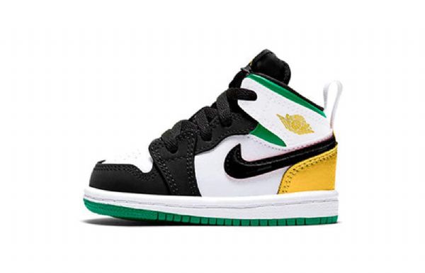 Nike Air Jordan 1 Mid Tops Se Td Retro Koripallokengät Lapsille Musta Valkoinen Ruskea