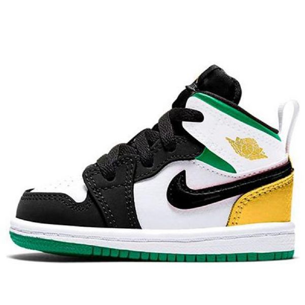 Nike Air Jordan 1 Mid Tops Se Td Retro Koripallokengät Lapsille Musta Valkoinen Ruskea