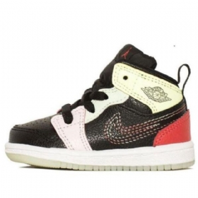 Nike Air Jordan 1 Mid Tops Se Td Retro Koripallokengät Lapsille Musta Vihreä Punainen