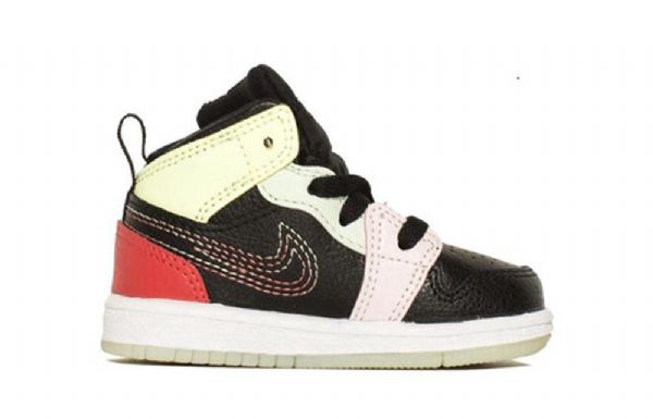Nike Air Jordan 1 Mid Tops Se Td Retro Koripallokengät Lapsille Musta Vihreä Punainen