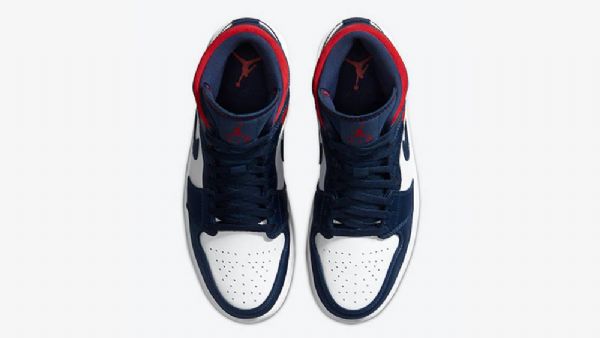 Nike Air Jordan 1 Mid Tops Se Usa Miesten Kengät Tummansininen Valkoinen