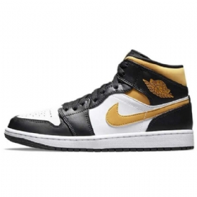 Nike Air Jordan 1 Mid Tops Siitepölykengät Miehille Musta Valkoinen Ruskea