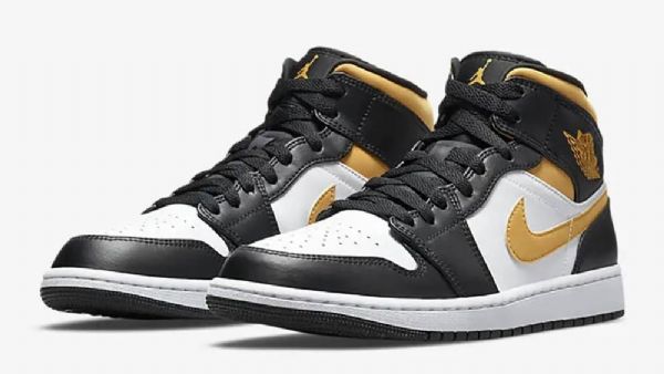 Nike Air Jordan 1 Mid Tops Siitepölykengät Miehille Musta Valkoinen Ruskea
