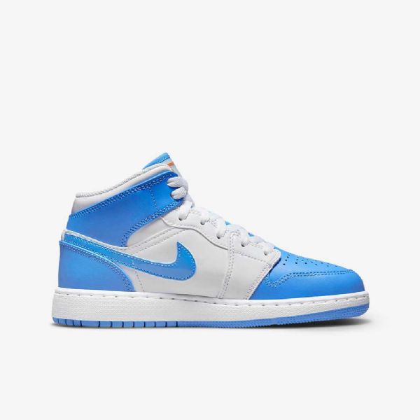 Nike Air Jordan 1 Mid Tops Sneaker Koulukengät Lapsille Valkoinen Sininen