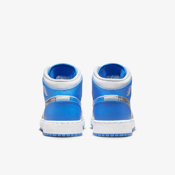 Nike Air Jordan 1 Mid Tops Sneaker Koulukengät Lapsille Valkoinen Sininen