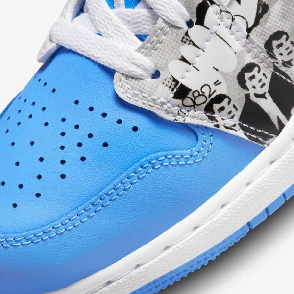 Nike Air Jordan 1 Mid Tops Sneaker Koulukengät Lapsille Valkoinen Sininen