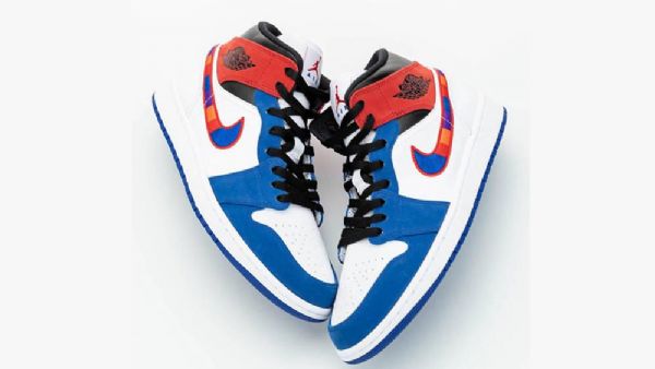Nike Air Jordan 1 Mid Tops Swoosh-kengät Miehille Monivärinen