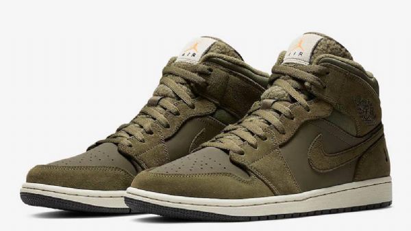 Nike Air Jordan 1 Mid Tops Talvikengät Miehille Oliivinvihreä